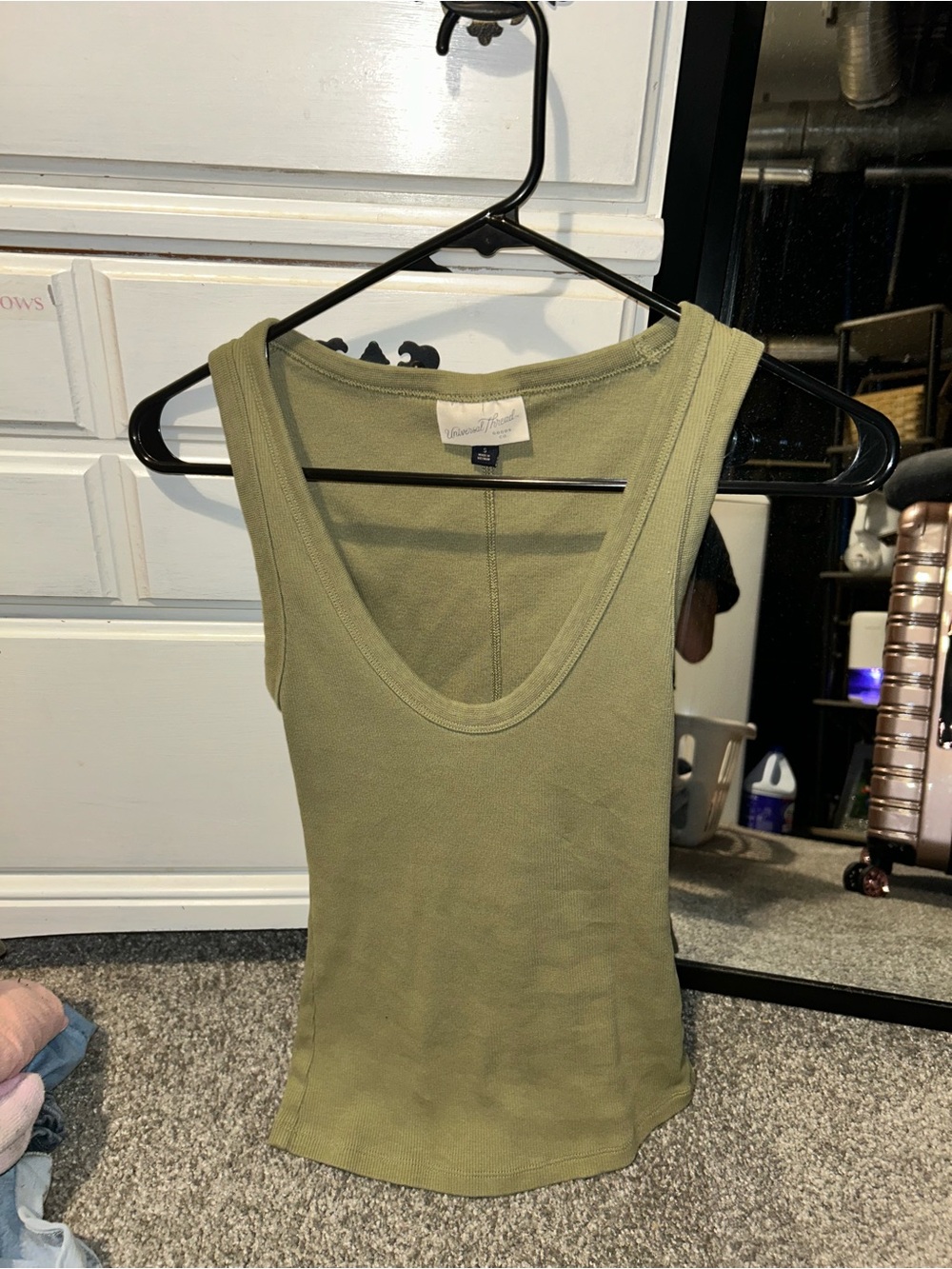 Olive Scoop Neck Ribbed Tank
